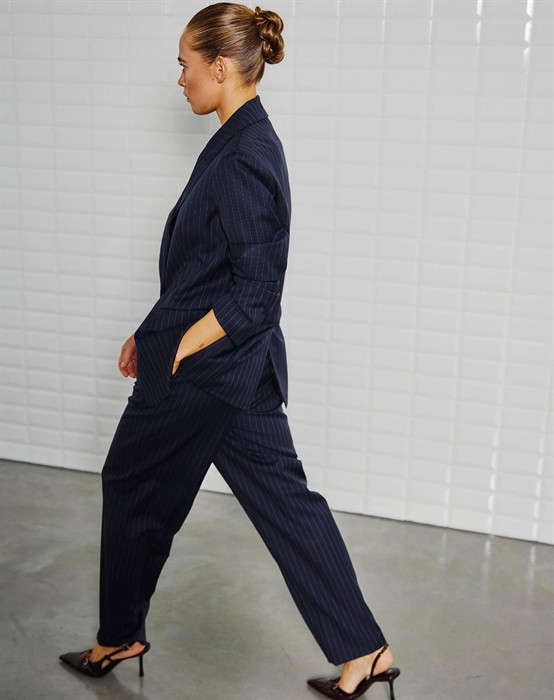 Valentina WBL Striped Bukser - Midnight Blue Pinstripe